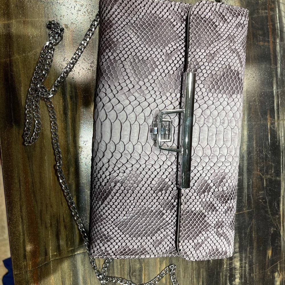 Snakeskin club purse.